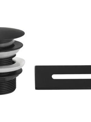 Akční Cena Aqualine SET krytka přepadu, vanová výpust 6/4", click-clack, černá mat TF9005B