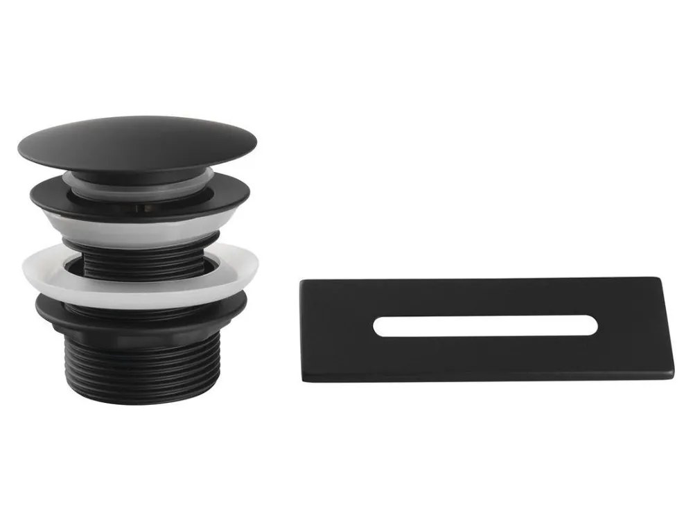 Akční Cena Aqualine SET krytka přepadu, vanová výpust 6/4", click-clack, černá mat TF9005B