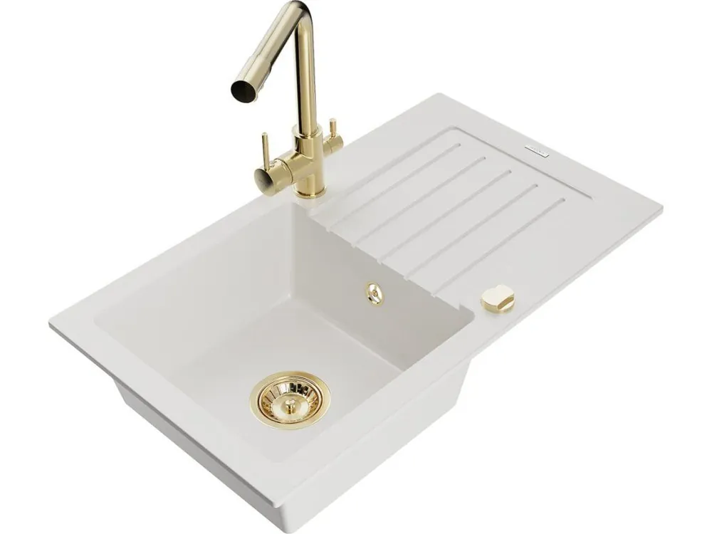 Akční Nabídka MEXEN/S - Pablo granitový dřez s odkapávačem včetně baterie Duero, bílá 6510-20-671600-50