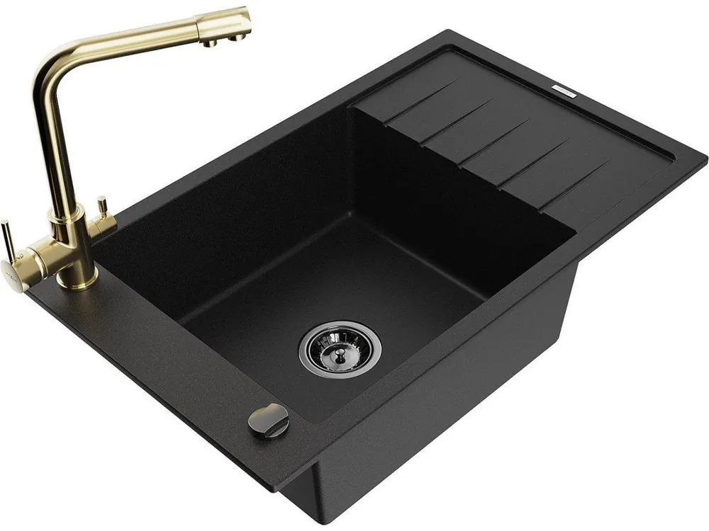 Dokud Zásoby Vydrží MEXEN/S - Elias granitový dřez 1-miska včetně baterie Duero, černá 6511-77-671600-50-B