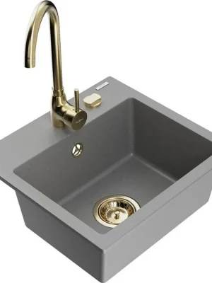 MEXEN/S - Milo granitový dřez včetně baterie Telma, šedá 6505-71-670200-50 Must-Have