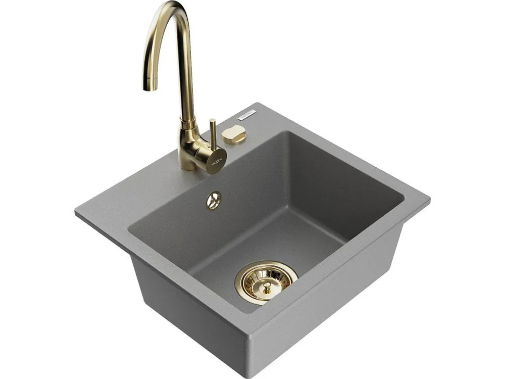 MEXEN/S - Milo granitový dřez včetně baterie Telma, šedá 6505-71-670200-50 Must-Have