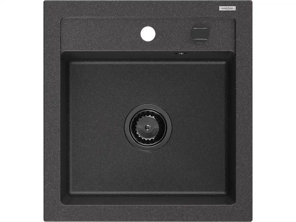Bezpečná Platba MEXEN/S - Vito Vito granitový dřez 1-miska 520x490 mm, černá kropenatá,+ černý sifon 6503521000-76-B