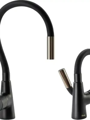 Značkový REA ICON Dřezová stojánková baterie s flexi ramenem černá-zlatá - REA-B5682