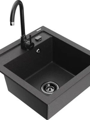 Kup Teď MEXEN/S - Vito granitový dřez včetně baterie Telma, černá kropenatá 6503-76-670200-70-B