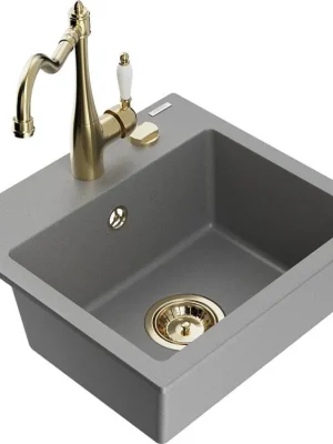 MEXEN/S - Milo granitový dřez 1-miska včetně baterie Carla, šedá 6505-71-670700-50 Vrácení Zdarma