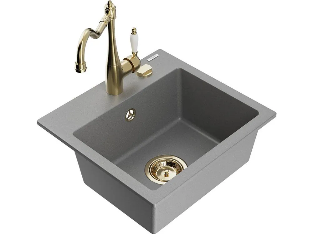 MEXEN/S - Milo granitový dřez 1-miska včetně baterie Carla, šedá 6505-71-670700-50 Vrácení Zdarma