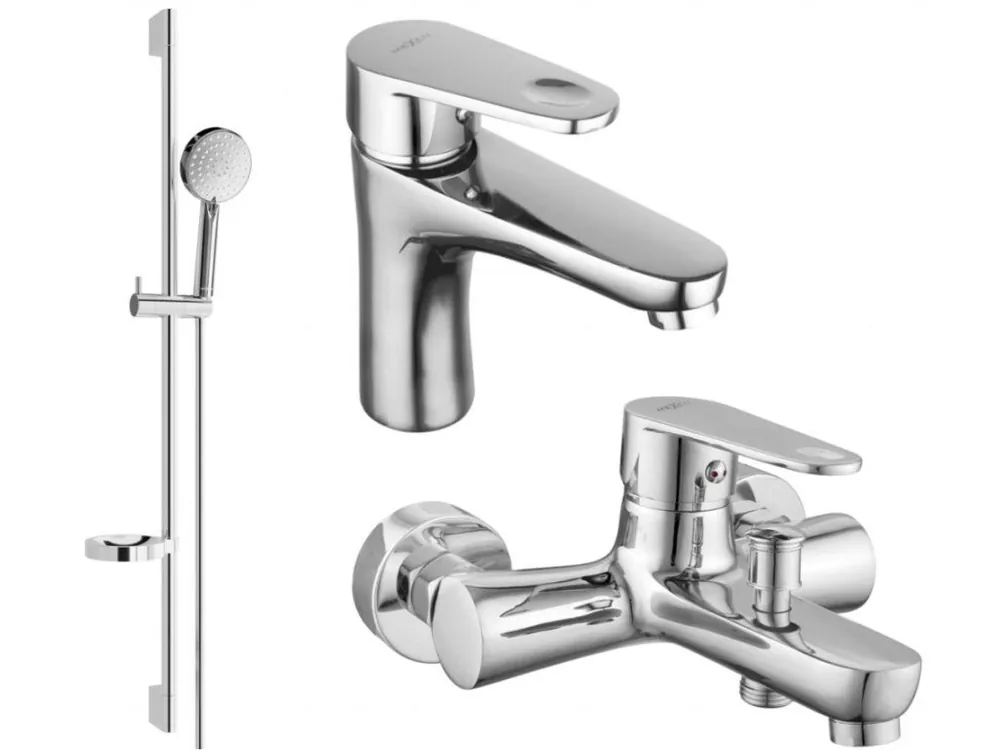 Akce MEXEN/S - Kama DS75 Set umyvadlové a vanové baterie s příslušenstvím, chrom 72503DS75-00