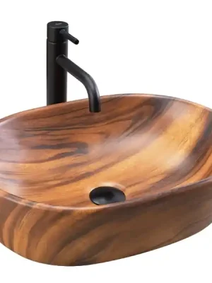 Značkový Umyvadlo na desku REA AMELIA 48x34,5cm WOOD MATT - REA-U5060