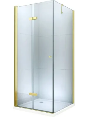 Akce MEXEN/S - Sprchový kout zalamovací Lima 70x70, čiré sklo, zlatý + vanička 856-070-070-50-00-4010