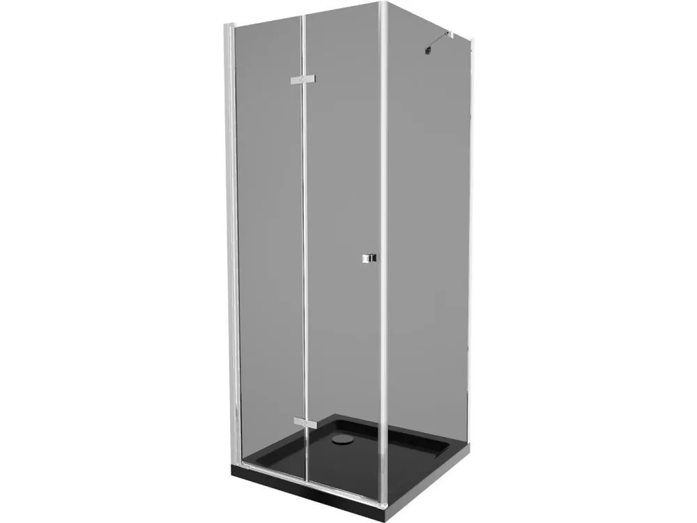 Značkový MEXEN/S - Lima sprchový kout zalamovací dveře 80 x 80, grafit, chrom + Flat černá vanička se sifonem 856-080-080-01-40-4070