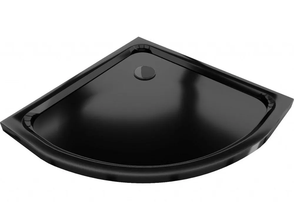 Vysoce Kvalitní MEXEN/S - Flat sprchová vanička čtvrtkruhová slim 70 x 70, černá + černý sifon 41707070B