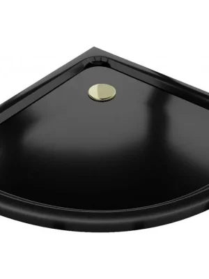 Výhodná Nabídka MEXEN/S - Flat sprchová vanička čtvrtkruhová slim 70 x 70, černá + zlatý sifon 41707070G
