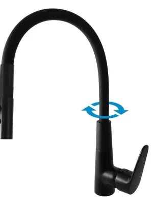 Značkový Rav Slezák Dřezová baterie s flexibilním ramenem a sprchou AMUR černá matná