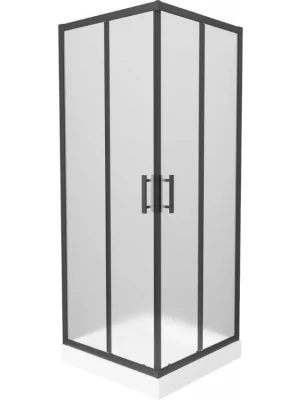 Značkový MEXEN/S - Rio sprchový kout čtverec 80 x 80, dekor, černý + vanička Rio včetně výpustě 860-080-080-70-30-4510