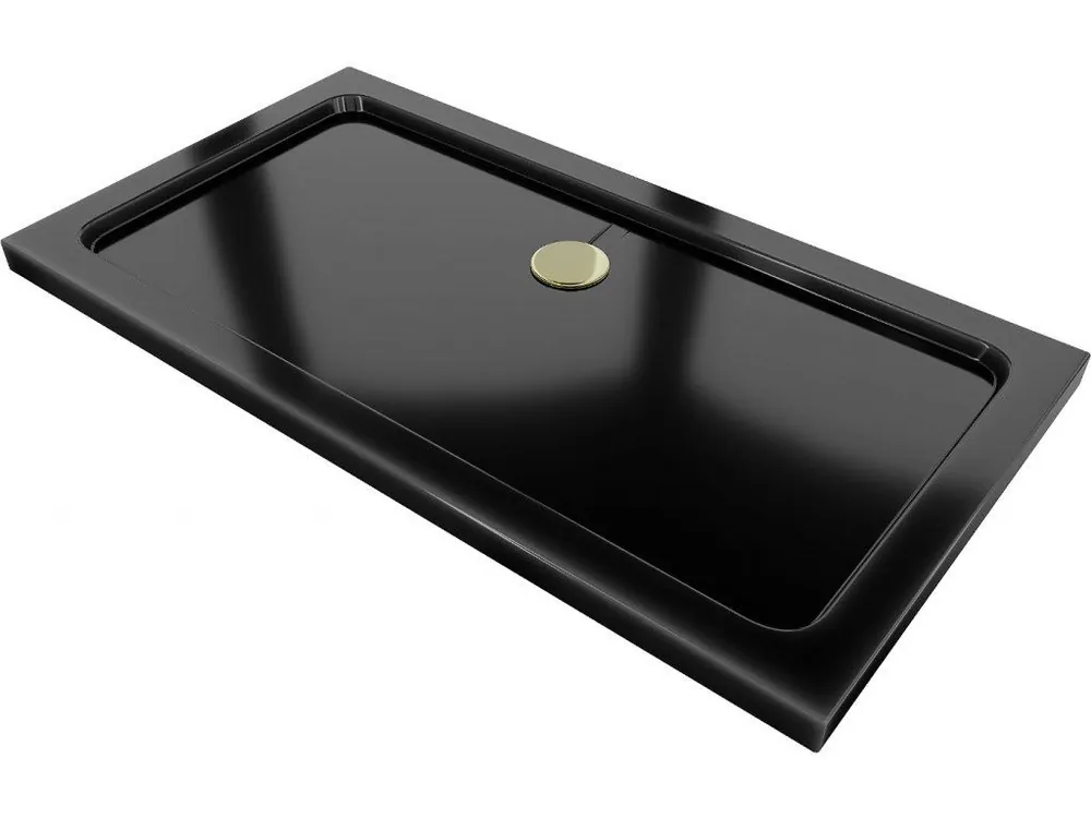 MEXEN/S - Flat sprchová vanička obdélníková slim 120 x 70, černá + zlatý sifon 40707012G Bezpečná Platba