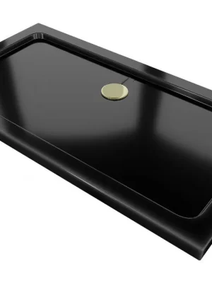 MEXEN/S - Flat sprchová vanička obdélníková slim 130 x 70, černá + zlatý sifon 40707013G Koupit Online