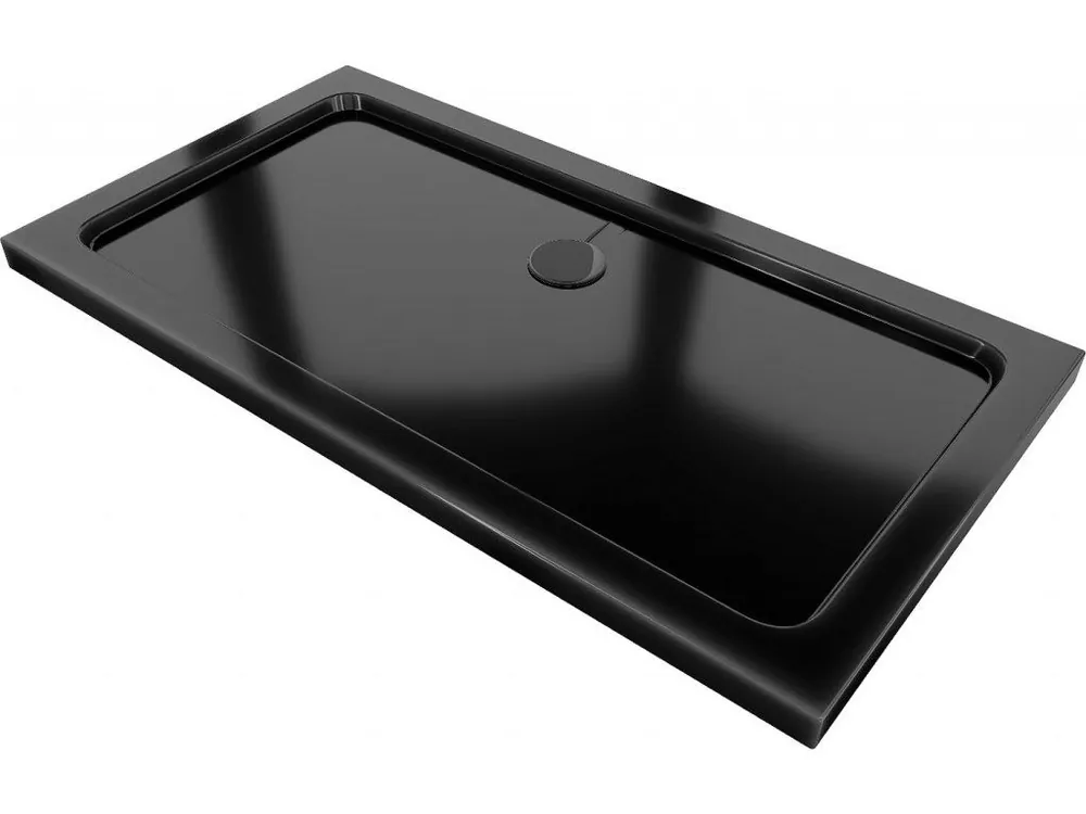 MEXEN/S - Flat sprchová vanička obdélníková slim 140 x 70, černá + černý sifon 40707014B Poslední Šance