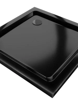Horká Nabídka MEXEN/S - Flat sprchová vanička čtvercová slim 70 x 70, černá + černý sifon 40707070B