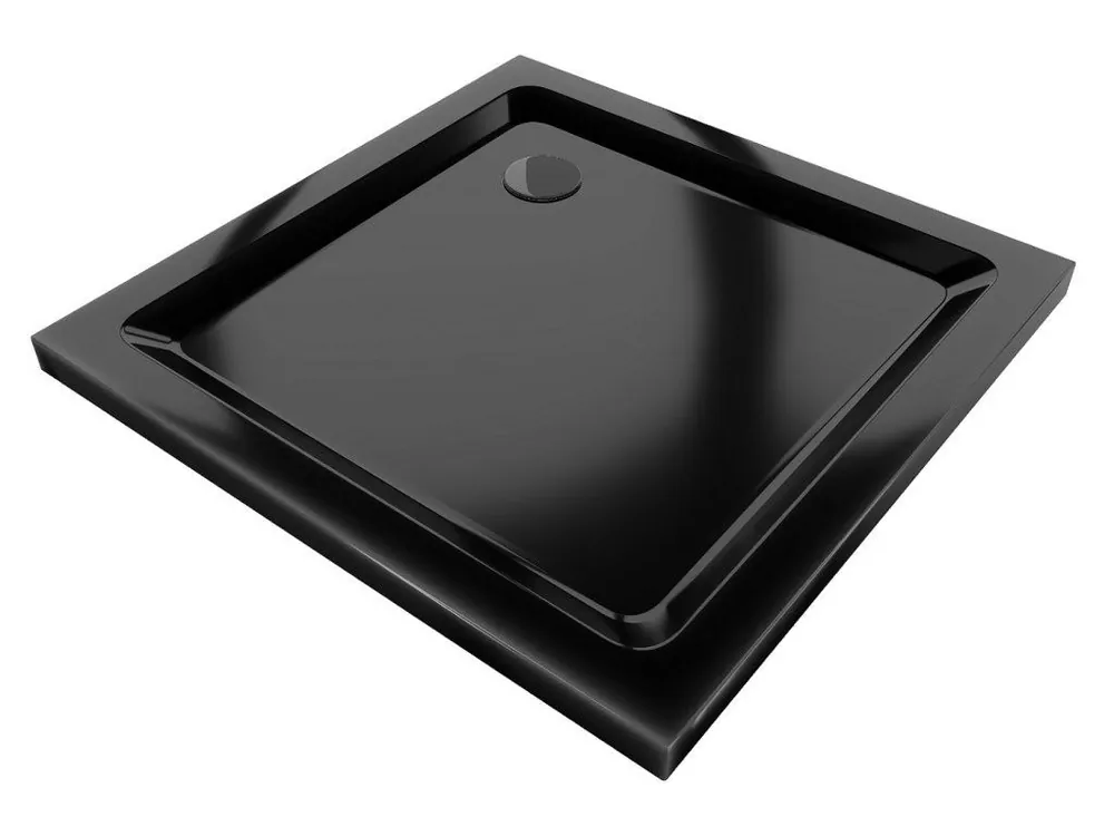 Horká Nabídka MEXEN/S - Flat sprchová vanička čtvercová slim 70 x 70, černá + černý sifon 40707070B