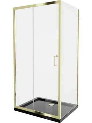 Akce MEXEN/S - Apia Sprchový kout 110x90, transparent, zlato + vanička se sifonem 840-110-090-50-00-4070G