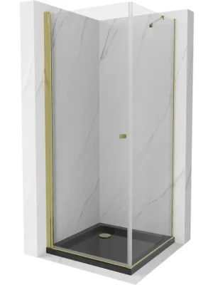 Akce MEXEN/S - Pretoria sprchový kout 70x70, transparent, zlatá + sprchová vanička včetně sifonu 852-070-070-50-00-4070G
