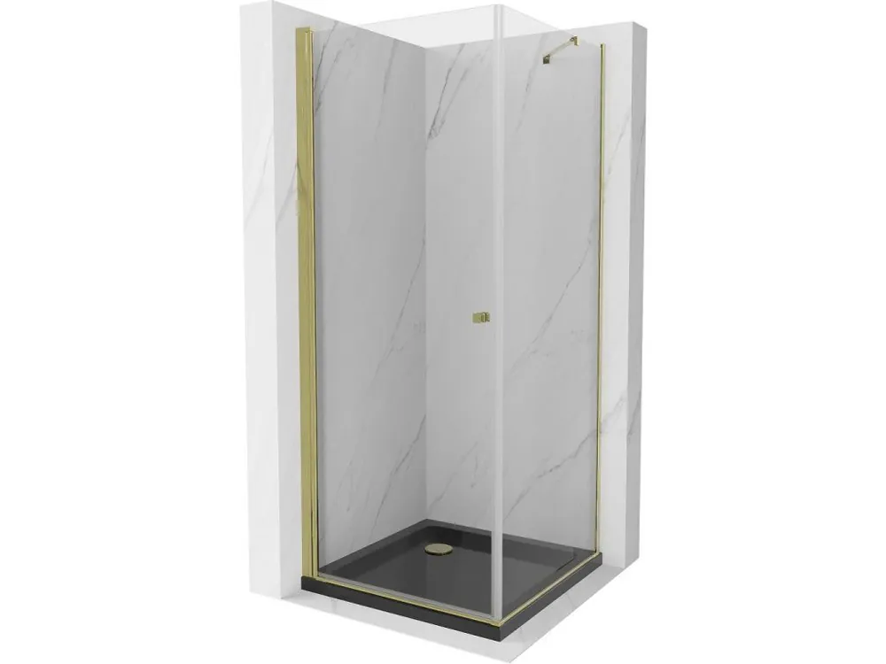 Akce MEXEN/S - Pretoria sprchový kout 70x70, transparent, zlatá + sprchová vanička včetně sifonu 852-070-070-50-00-4070G