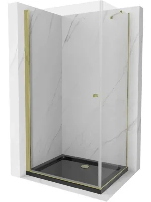 Zlevněný MEXEN/S - Pretoria sprchový kout 80x100, transparent, zlatá + sprchová vanička včetně sifonu 852-080-100-50-00-4070G