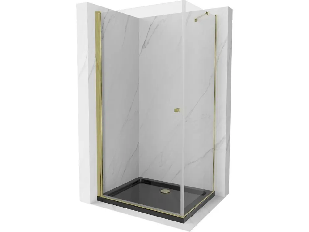 Zlevněný MEXEN/S - Pretoria sprchový kout 80x100, transparent, zlatá + sprchová vanička včetně sifonu 852-080-100-50-00-4070G