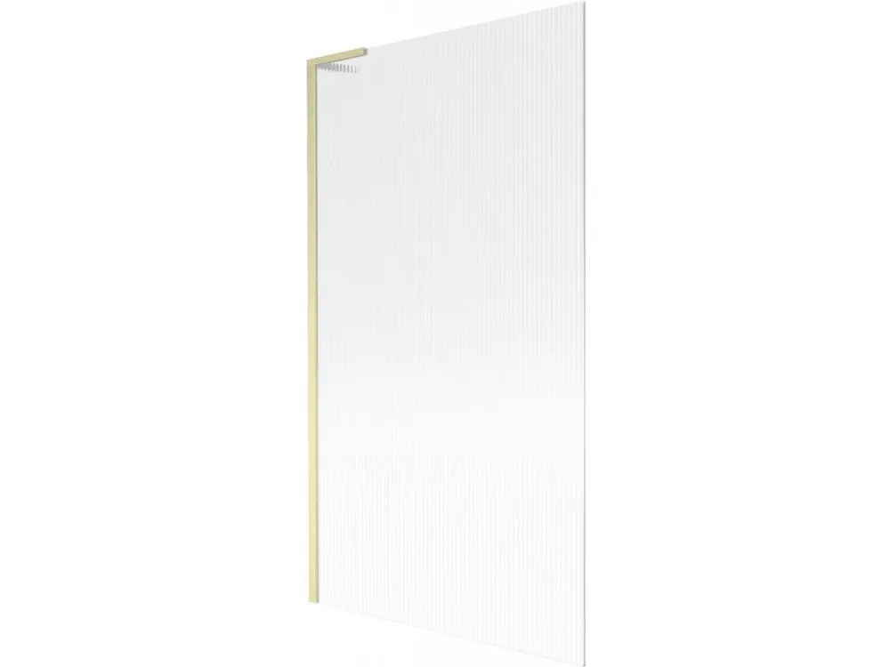 Značkový MEXEN/S - Next L vanová zástěna FIX 100 x 150, proužky, zlatá kartáčovaná 895-100-000-03-09-55