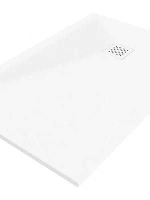 Značkový MEXEN/S - Stone+ obdélníková sprchová vanička 90 x 70, bílá, mřížka bílá 44107090-W