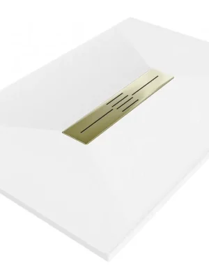 Značkový MEXEN/S - Toro obdélníková sprchová vanička SMC 130 x 80, bílá, mřížka zlatá 43108013-G