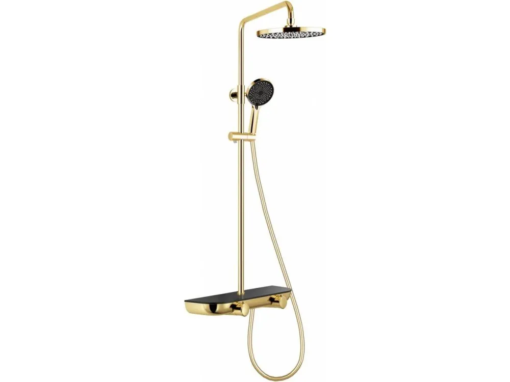 MEXEN - Axis Sprchový sloup s dešťovou sprchou a baterií, zlatá/černá 78112-75 Akční Nabídka