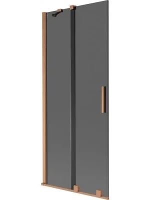 Značkový MEXEN/S - Velar dvoukřídlá posuvná vanová zástěna 85 x 150, grafit, měď kartáčovaná 896-085-000-41-65