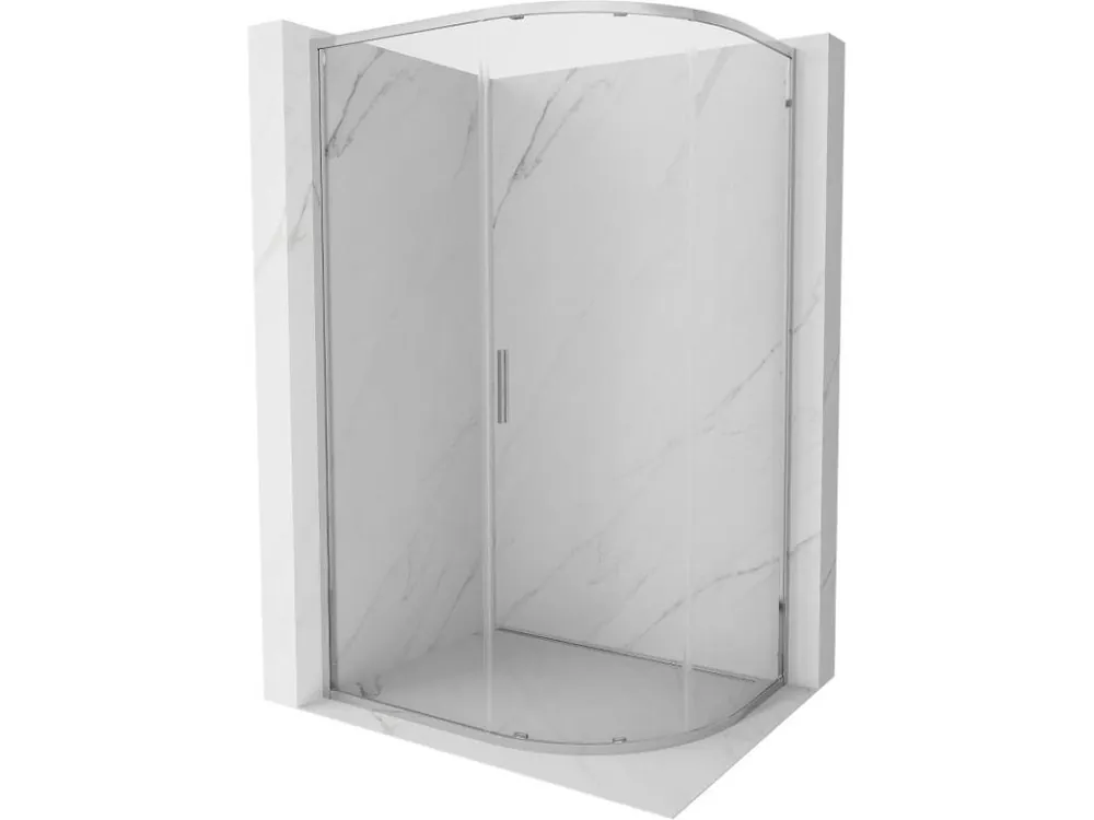 Zlevněný MEXEN/S - Exo čtvrtkruhový asymetrický posuvný sprchový kout 90 x 80, transparent, chrom 8131-090-080-01-00