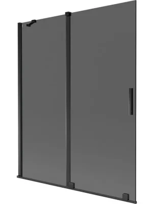 Značkový MEXEN/S - Velar dvoukřídlá posuvná vanová zástěna 140 x 150, grafit, černá 896-140-000-41-70
