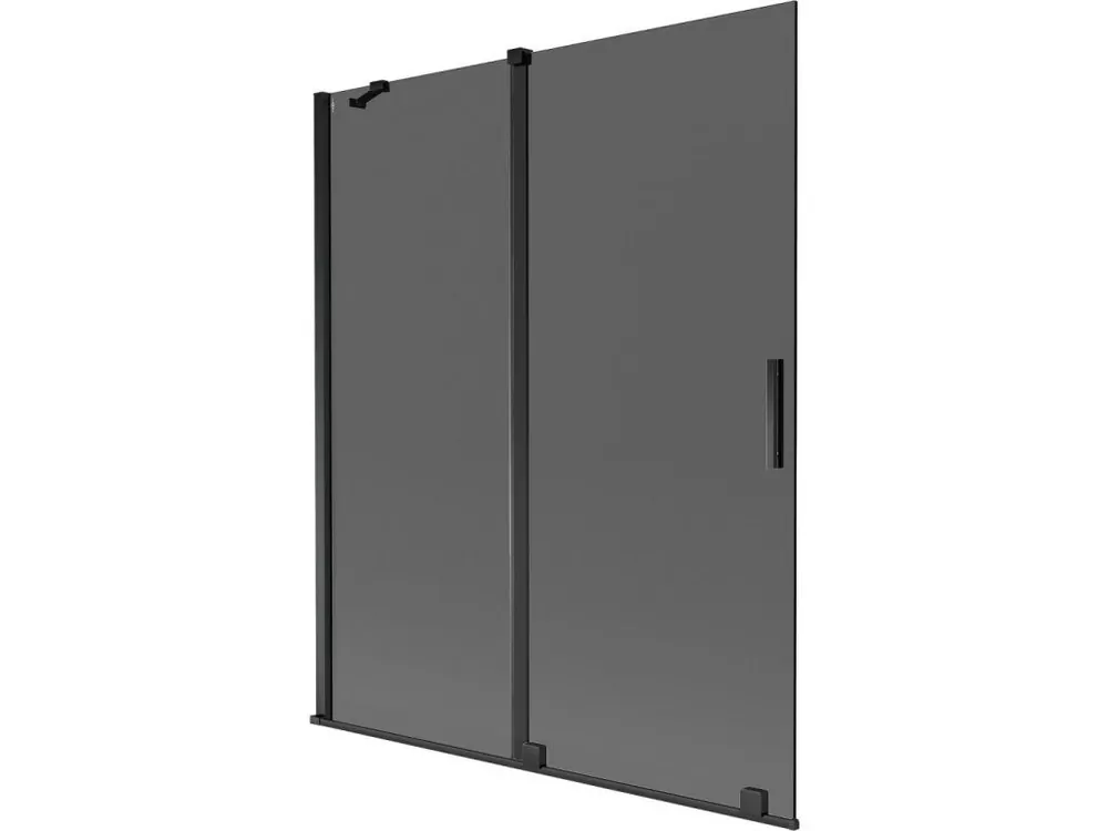 Značkový MEXEN/S - Velar dvoukřídlá posuvná vanová zástěna 140 x 150, grafit, černá 896-140-000-41-70