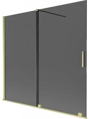 Akční Cena MEXEN/S - Velar dvoukřídlá posuvná vanová zástěna 170 x 150, grafit, zlatá kartáčovaná 896-170-000-41-55