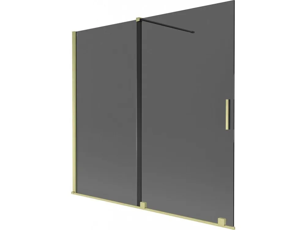 Akční Cena MEXEN/S - Velar dvoukřídlá posuvná vanová zástěna 170 x 150, grafit, zlatá kartáčovaná 896-170-000-41-55