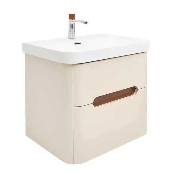 Akce Koupelnová skříňka s umyvadlem a baterií SAT Fusion 57,5x53x45 cm pískově béžová mat SATFUSION260BEMWBA