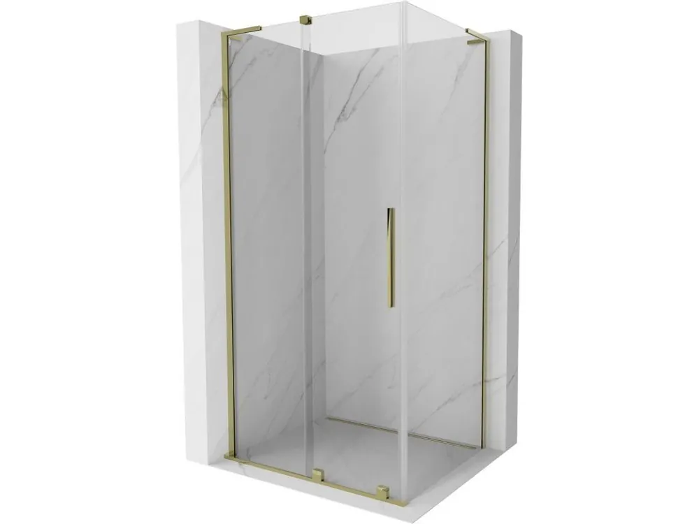 Zlevněný MEXEN/S - Velar L sprchový kout, posuvné dveře 100 x 70, transparent, zlato 871-100-070-03-50