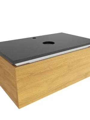 Zlevněný Koupelnová skříňka s žulovou krycí deskou SAT Feel 80x30x46 cm medový dub mat SATFEEL80DMZ