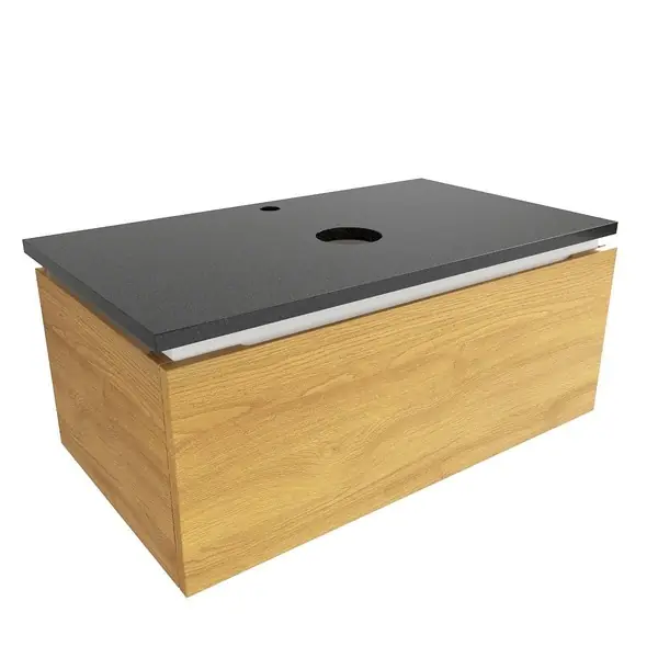 Zlevněný Koupelnová skříňka s žulovou krycí deskou SAT Feel 80x30x46 cm medový dub mat SATFEEL80DMZ