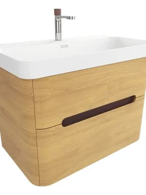 Akce Koupelnová skříňka s umyvadlem a baterií SAT Fusion 77,5x53x45 cm dub medový mat SATFUSION280DMMWBA