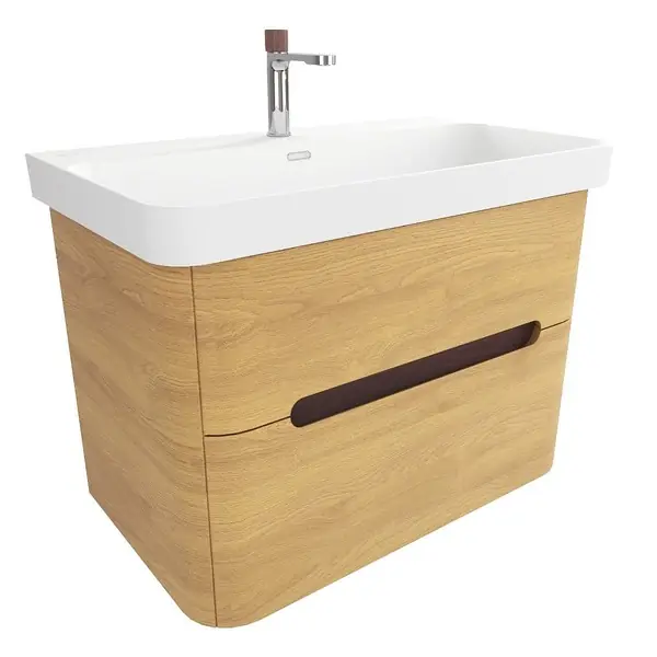 Akce Koupelnová skříňka s umyvadlem a baterií SAT Fusion 77,5x53x45 cm dub medový mat SATFUSION280DMMWBA