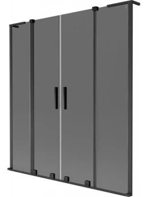 Akce MEXEN/S - Velar L Duo dvoukřídlá posuvná vanová zástěna 150 x 150, grafit, černá 896-150-003-42-70