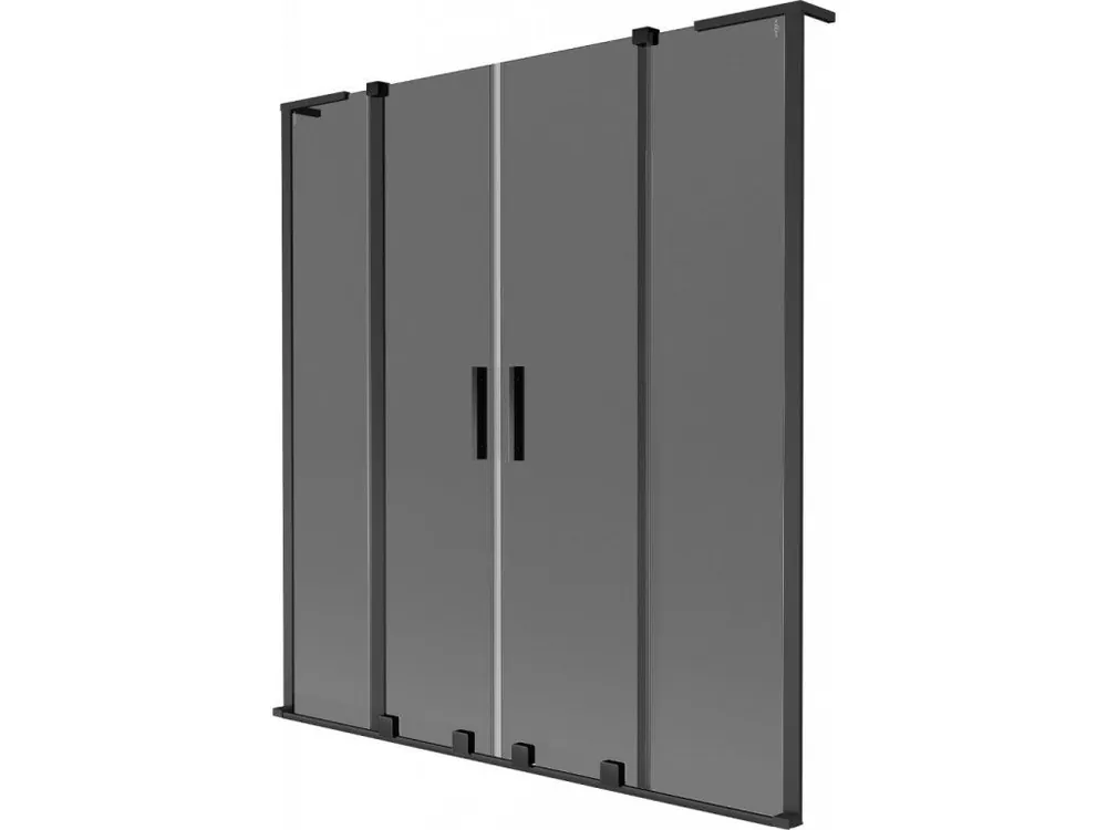 Akce MEXEN/S - Velar L Duo dvoukřídlá posuvná vanová zástěna 150 x 150, grafit, černá 896-150-003-42-70