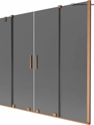 Značkový MEXEN/S - Velar Duo dvoukřídlá posuvná vanová zástěna 180 x 150, grafit, měď kartáčovaná 896-180-000-42-65