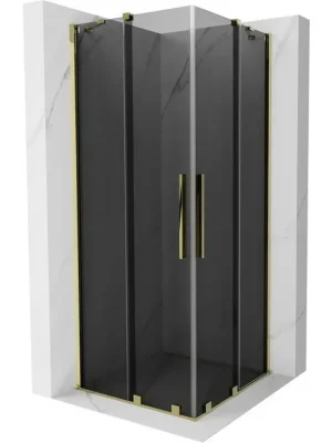 Značkový MEXEN/S - Velar Duo sprchový kout, posuvné dveře 100 x 100, grafit, zlato 871-100-100-42-50