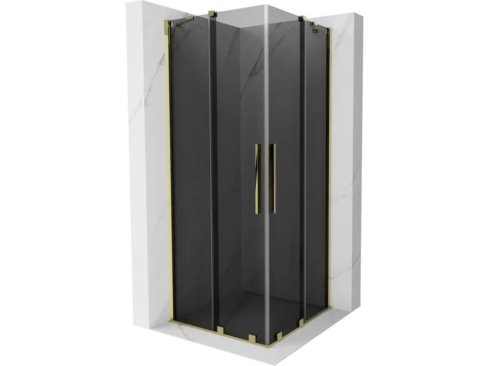 Značkový MEXEN/S - Velar Duo sprchový kout, posuvné dveře 100 x 100, grafit, zlato 871-100-100-42-50